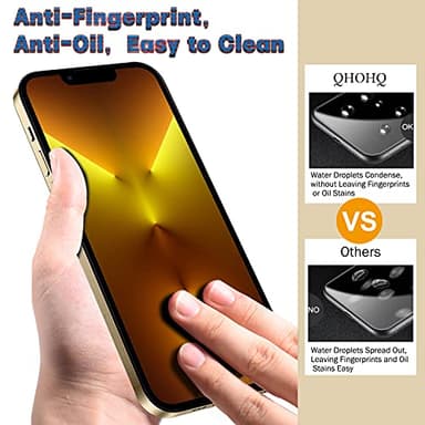 QHOHQ 3 Pack Screen Protector for iPhone 13 Pro 6.1 Inch with 3 Pack Tempered Glass Camera Lens Protector, Ultra HD, 9H Hardness, Scratch Resistant - Case Friendly [Not fit iPhone 13 Pro Max 6.7"] - Image 3