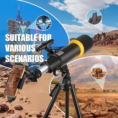 Telescope for Adults, 90mm Aperture 600mm Refractor Telescope for Kids and Beginners, Telescopes for Adults Astronomy with Handbag and Phone Adapter - Image 4