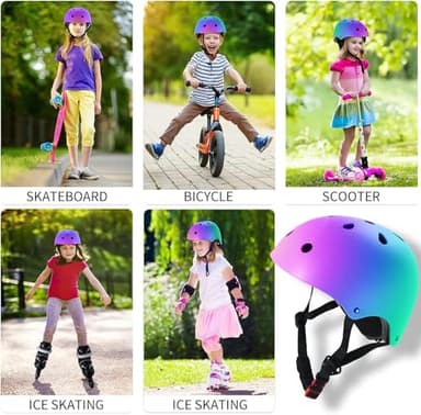 JeeFree Adjustable Gradient Color Skateboard Helmet for 3-5-8-14+Ages【Toddler Kids Youth Adult】 Girls Boys Woman.Bike Helmet for Multi-Sports Cycling Bicycle Scooter Inline Roller Skate Rollerblading - Image 7
