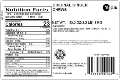 Yupik Ginger Chews, Candy, 2.2 lb (35.2 oz), Gluten-Free, Individually Wrapped Candies, Soft & Chewy Bites, Made with Real Ginger, Sweet & Spicy, Quick Snacks - Image 3