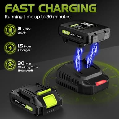 Leaf Blower, Electric Cordless Leaf Blower with 2 Batteries and Charger, 2 Speed Mode, Lightweight Leaf Blowers for Blowing Leaves, Lawn Care, Patio Cleaning and Dust - Image 4