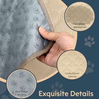 FunFurry Washable Pee Pads for Dogs - 2 Pack Reusable Waterproof Puppy Training Pads, Super Absorbent with Dog Paw Shape Non-Slip Backing (Cream, 24" X 36" - 2 Pack) - Image 5