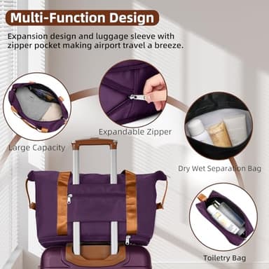 LARVENDER Luggage Sets 6 Piece, Expandable Hardside Carry on Suitcase Set with Spinner Wheels, Lightweight Rolling Luggage Sets for Women with TSA Lock, Purple - Image 5