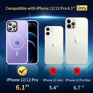 CASEQUUE Magnetic for iPhone 12 Case/iPhone 12 Pro Case, [Military Grade Drop Tested] [Compatible with MagSafe] Shockproof Translucent Hard Back Soft Slim Protective Case for iPhone 12/12 Pro, Purple - Image 2