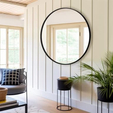 Fabuday Black Round Mirror 30 Inch - Large Circle Mirror for Bathroom, Living Room, Hallway, Entryway, Matte Aluminum Frame Circular Mirrors for Wall Decor - Image 6