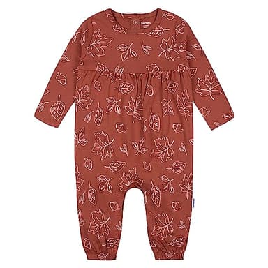 Gerber Baby Girls' 2-Pack Long Sleeve Jumpsuit, Pink Leaves, 0-3 Months - Image 3