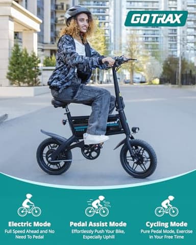 Gotrax Nano 14" Folding Electric Bike, Max Range 25Miles(Pedal-Assist) & Max Speed 15.5Mph, Power by 350W Motor, Adjustable Seat & Dual Fenders, Commuter Electric Bicycle for Adults/Teens White - Image 4