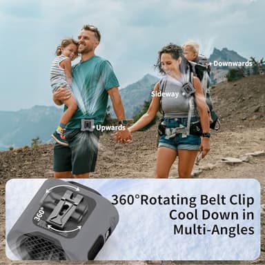 Socool 14500mAh Portable Waist Fan Clip on Belt 360 Rotation Wearable Rechargeable Personal Shirt Fan, 67H Cooling 5-Speed Battery Operated with Light, Neck Fan Hands-Free for Outdoor Jobsite Camping - Image 5