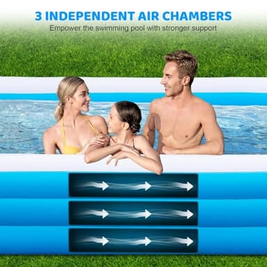 Extra Large Inflatable Pool for Adults, 150" X 74" X 22" Big Blow-Up Pool Swimming Pool, 2025 Upgraded Oversized Thickened Family Pools for Backyard Summer Outdoor - Image 5