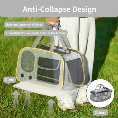Cat, Dog Carrier for Pets up to 15 lbs, Soft-Sided Collapsible Pet Carrier with Sturdy Base, Roll-up Curtain and Large Storage Bag, Cat Bag for Medium Cats and Small Dogs - Image 2