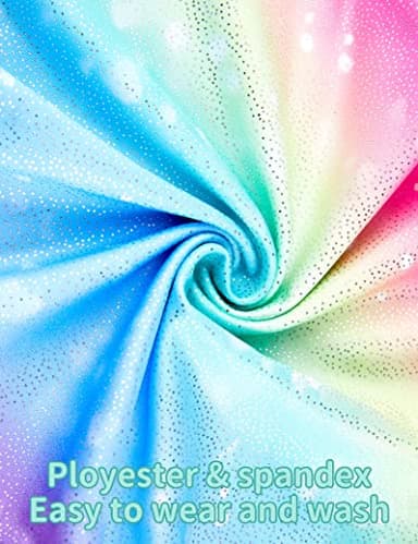 Nymphperi Girls Gymnastics Leottards Size 5-6 Years Old Shiny Unicorn Biketards Sparkle Soft Rainbow Blue Unitards for Children Party - Image 6