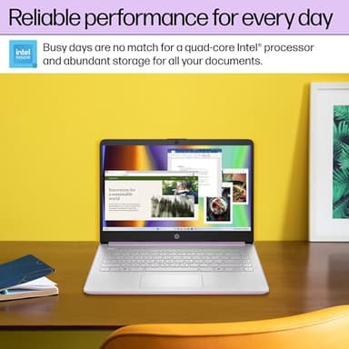 HP 14” Flagship Laptop 2025 AI-Powered Computer, Office Lifetime, Student Business, 4-Core Intel CPU, 16GB RAM 628GB Storage (128GB UFS+ 500GB Ext), Long Battery HubxcelAccessory Win 11 Pro Lavender - Image 7