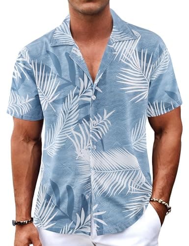 BOJIN Men's Hawaiian Shirts Casual Beach Aloha Tropical Short Sleeve Shirts BJ071 1XL - Image 1