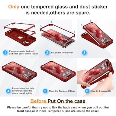 ORETECH for iPhone 15 Pro Case, with [2 x Screen Protectors] [15 Ft Military Grade Drop Test] [Camera Protection] 360° Full Body Shockproof Slim Thin Phone Case iPhone 15 Pro Cover 6.1" Red - Image 7