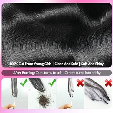 Rao 3 Bundles Body Wave Human Hair 12A Body Wave Human Hair Bundles 100% Unprocessed Brazilian Virgin Hair Double Weft Quick Weave Bundles Human Hair Extensions For Women 26 28 30 Inch Natural Black - Image 3