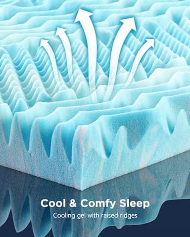 PERLECARE 4 Inch 7-Zone King Memory Foam Mattress Topper, Cooling Gel Mattress Topper with Airflow Channels, CertiPUR-US Certified Egg Crate Bed Topper for Body Pressure Relief, King - Image 4