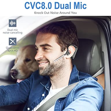 Conambo Bluetooth Headset 5.2 with CVC8.0 Dual Mic Noise Cancelling Bluetooth Earpiece 16Hrs Talktime Wireless Headset for Truck Driver iPhone Android Cell Phones - Image 2