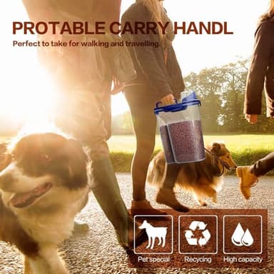 TIOVERY Dog Food Storage Container, 5-7 Lbs Airtight Pet Food Container, Cat food Container Dispenser with Portable Handle, Pouring Spout and a Collapsible bowl for Dogs Cats Navy Blue/6Qt - Image 5