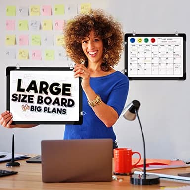 Polegas Dry Erase Whiteboard Calendar, Magnetic White Board Dry Erase Calendar, 16" X 12" Monthly Calendar Whiteboard for Wall, Small Double Side Board to Do List for Home, School, Office (Black) - Image 5