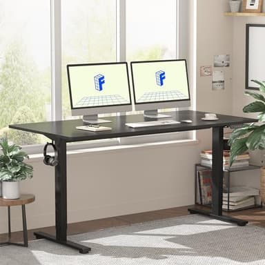 FLEXISPOT EN1 One-Piece Standing Desk with 1-Inch Thick Desktop, 55"x28" Electric Height Adjustable Desk for Home Office & Multi-Device Workstations, Black - Image 4