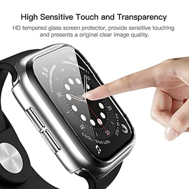 Haojavo 5 Pack Hard PC Case with Tempered Glass Screen Protector for Apple Watch 40mm SE 3 (2025)/SE 2/SE/Series 6/5/4, Scratch Resistant Bumper Protective Cover for iWatch 40mm Accessories - Image 4