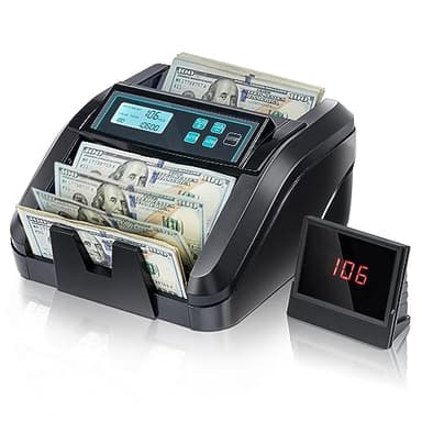 MUNBYN IMC51 Money Counter Machine Count Value, Add+Batch/Add+ Value Mode Bill Counter, UV/MG/IR/MT Detection, USD only Cash Counter,1100 Bills/min, Money Counting Machine with LCD Display (Black) - Image 1