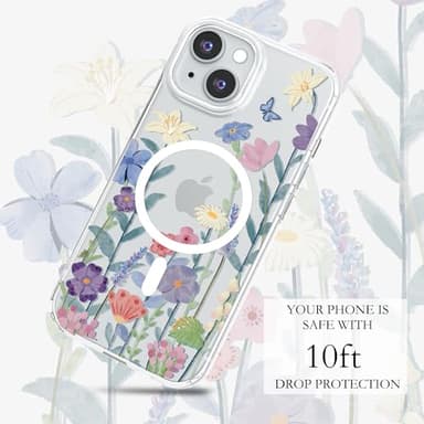 Floral Case for iPhone 15 Compatible with mag~Safe Clear TPU Bumper Phone Case for Girls Women Slim Cute Hard Back Shockproof Phone Case Cover Origin Design - Image 3