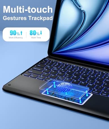Hamile for iPad Air 13-inch Case Keyboard (M3/M2) - Magnetic Wireless Keyboard with Multi-Touch Trackpad 7 Colors Backlit Stain Proof Folio Cover for iPad Pro 12.9 6th 5th 4th 3rd Generation - Black - Image 4