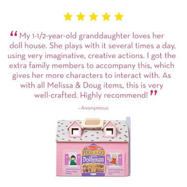 Melissa & Doug Fold and Go Wooden Dollhouse with 2 Dolls and Wooden Furniture,Multi,One Size - Image 6