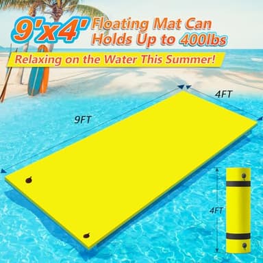 CTSC Lily Pad Floating Mat - Floating Water Mat - 9 x 4 Ft Floating Mat for Lake, 3-Layer Tear-Resistant XPE Foam with a 16.4' Elastic Bungee Tether for Lake, Beach, Ocean, Pool - Image 5