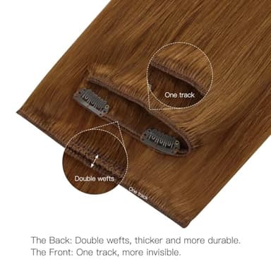 HOTBANANA Human Hair Clip in Hair Extensions, Copper 120g Clip in Hair Extensions Real Human Hair Straight Remy Hair Clip in Hair Extensions 18 Inch 7pcs - Image 4