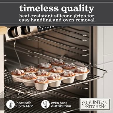 Country Kitchen Nonstick Stackable Bakeware Set - Heavy Duty, Durable, Easy Release Baking Set, Cream, 10 Pcs - Image 4