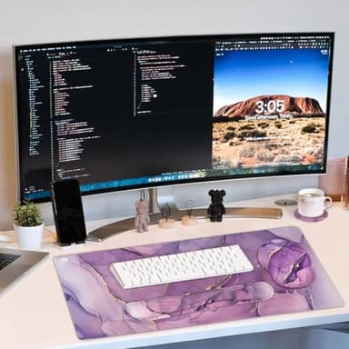 Large Mouse Pad and Keyboard Wrist Rest, Desk Pad for Keyboard and Mouse, 4-in-1 Large Gaming Mouse Pad with Wrist Support, Desk Mat for Home Office Study Game-Purple - Image 7