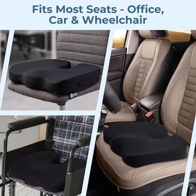 Seat Cushion for Office Chairs - Fits 18"x14" Seats, Tailbone, Coccyx Pain Relief - Butt, Pressure & Sciatica Relief - Gaming, Wheelchair, Car & Desk Pillow, Black - Image 6