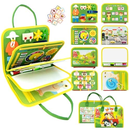 Toddler Busy Board, Farm Busy Book Montessori Toys for 1 2 3 4 Year Old, Sensory Board Preschool Learning Toy Activity Books Birthday for Girls Boys, Travel Toys for Airplane Car - Image 1