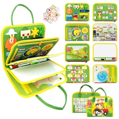Toddler Busy Board, Farm Busy Book Montessori Toys for 1 2 3 4 Year Old, Sensory Board Preschool Learning Toy Activity Books Birthday for Girls Boys, Travel Toys for Airplane Car - Image 1