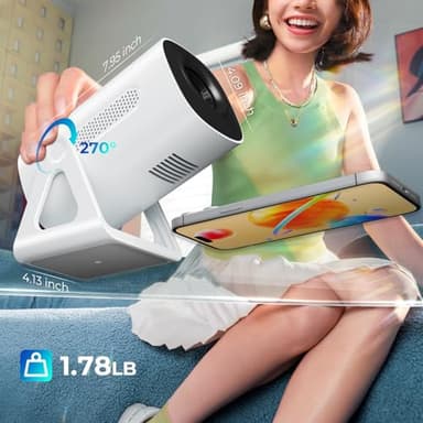 TransarJect Portable WiFi and Bluetooth Projector - 4K 1080P Supported Mini Movie Projector, 270°Adjustable Stand Outdoor Home Theater Star Projector with Ambient Light for Phone TV Stick Laptop - Image 4