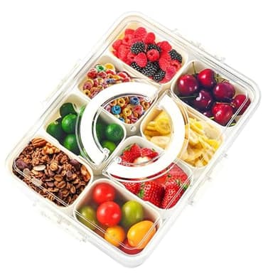 Snack Tray with Lid & Handle Food Container Keep your Veggie & Fruit Fresh … - Image 1