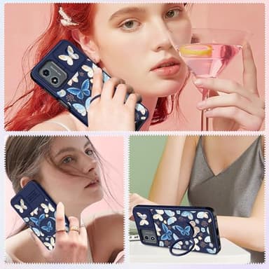 Funermei for Moto G Play 4G 2024 Case - Women Girls Cute Phone Cover Girly Pretty Aesthetic Butterfly Unique Design with Camera Cover and Ring Stand Funda for Motorola G Play 4G 2024 - Image 6