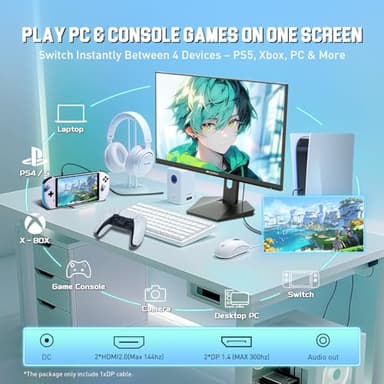 SANSUI 27 inch WQHD 200Hz 180Hz Gaming Monitor 2560×1440P-AMD FreeSync 1ms DCI-P3 95% Fast IPS Computer Monitor,Height Adjustable Vertical/Horizontal Rotating, 2×DisplayPort/HDMI 丨HDR丨Low Motion Blur - Image 4