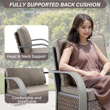 Belord 4 Pieces Patio Furniture Sets - Swivel Rocker Outdoor Chairs with Ottomans, All Weather Wicker Swivel Furniture Glider Seating Set for Porch Deck Sunroom Backyard - Image 5