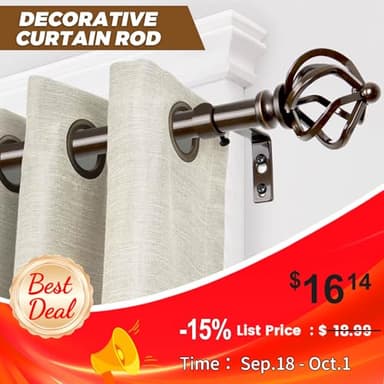 KAMANINA Bronze Curtain Rod 32 to 58 Inch(2.6-4.8ft), Adjustable Curtain Rods for Windows 28 to 48 Inch, 3/4 Inch Splicing Drapery Rods with Twisted Cage Finial - Image 2
