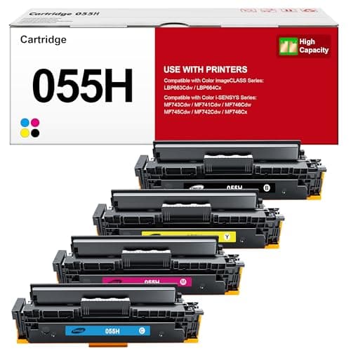 055H Toner Cartridge Set: 055 Toner High Yield Replacement for Canon 055 Toner Cartridge Set Works with Canon Color MF743cdw MF741Cdw MF745Cdw MF746Cdw | 4 Pack Ink for Canon 055h Set - Image 1