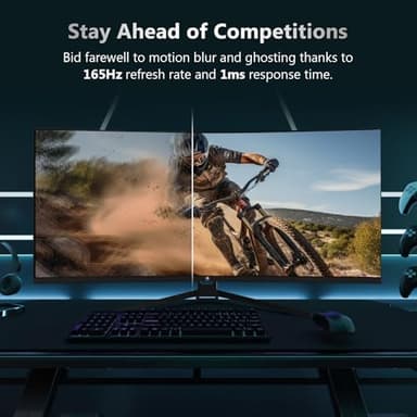 Z-Edge 34" Curved Gaming Monitor, WQHD 1440P 165Hz 144Hz PC Monitor, MPRT 1ms, 21:9 Aspect Ratio, 1500R, 16.7M Colors, 3000:1 Contrast, UG34 Frameless Bezel, 2X DP 1.4 Ports and 2X HDMI 2.0 Port - Image 3
