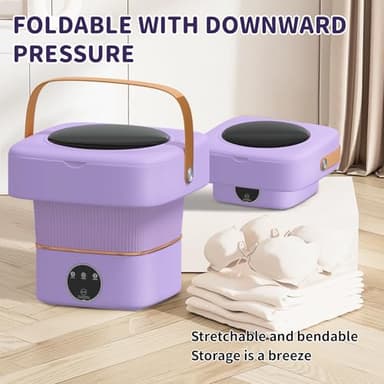 Portable Washing Machine, Foldable Mini Washer with 3 Modes, Compact Clothes Laundry Machine for Underwear, Baby Clothes, Apartments, Camping, Travel(Purple) - Image 4