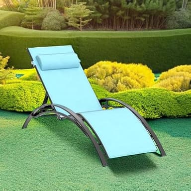 Purple Leaf Patio Chaise Lounge Set of 3 Outdoor Lounge Chair Beach Pool Sunbathing Lawn Lounger Recliner Chiar Outside Tanning Chairs with Arm for All Weather, Side Table Included, Turquoise Blue - Image 6