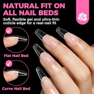 UNA GELLA Long Coffin Nail Tips, 504pcs Pre-Shape Fake Nails Half Matte Full Cover Acrylic Gel Nail Tips Clear Long Coffin Press On Nails Home DIY Extension 12 Sizes Gelly Tips - Image 3
