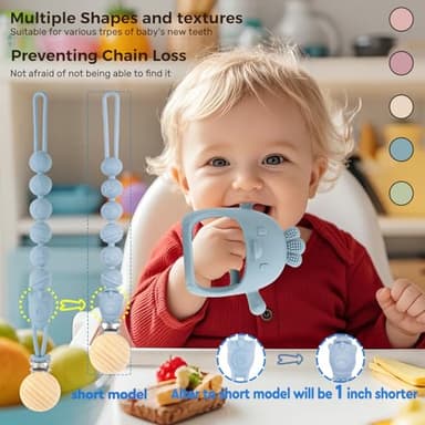 3 Packs Baby Teether Toy for 0-6 6-12 Months,Hold & Wear,BPA Free,Food Grade Silicone Teething Mitten, Anti Dropping Wrist Hand Teethers Baby Chew Toys for Sucking Needs(Pink & Dark Pink) - Image 4