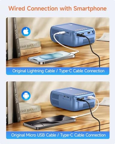 Antmap Mini Projector for iPhone, Outdoor Projector with WiFi and Bluetooth, Movie Projector Outdoor with Speaker, HD 1080P Support Mini Portable Projector, Projectors for Phone/HDMI/USB/TV Stick - Image 4