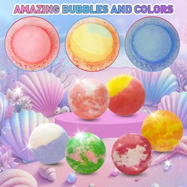 Bath Bombs for Kids with Surprise Inside, 12pcs Kids Bath Bombs with Mermaid Toys Gift Set for Girls, Shea & Coco Butter Dry Skin Moisturize, Handmade Fizzy Bubble Spa Bath Ball for Birthday Christmas - Image 6